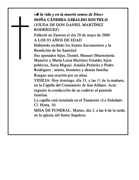 DOÑA CÁNDIDA GIRALDO SOUTELO