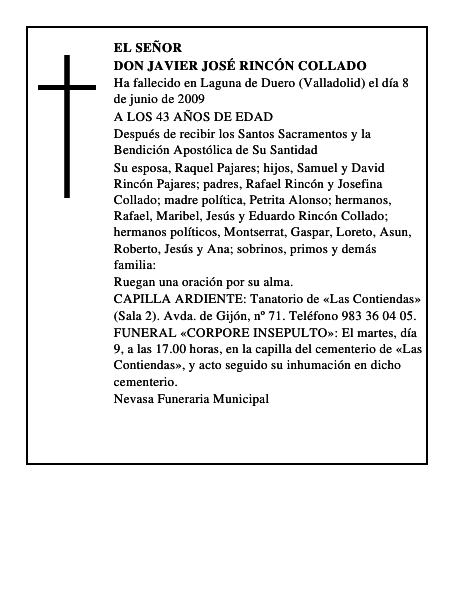 DON JAVIER JOSÉ RINCÓN COLLADO