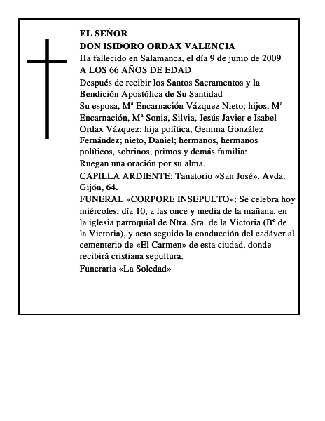 DON ISIDORO ORDAX VALENCIA