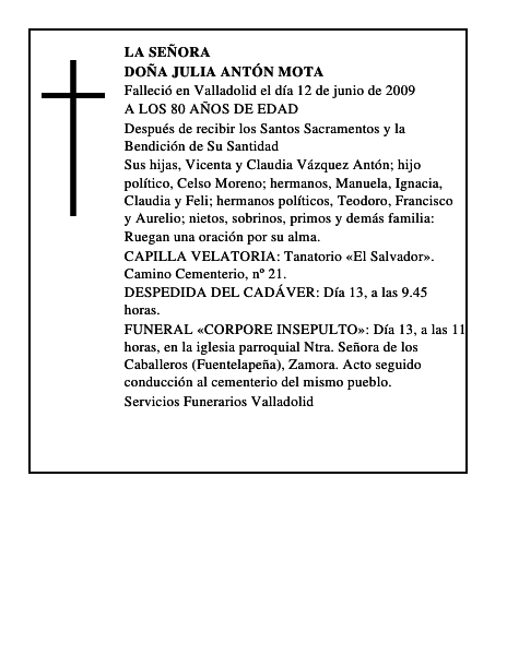 DOÑA JULIA ANTÓN MOTA