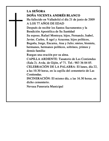 DOÑA VICENTA ANDRÉS BLANCO