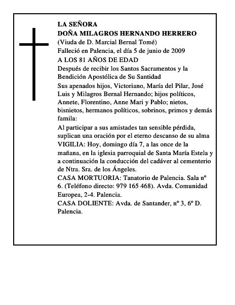 DOÑA MILAGROS HERNANDO HERRERO
