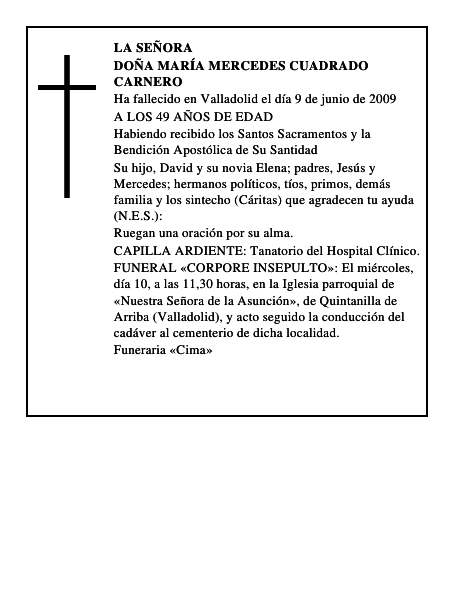 DOÑA MARÍA MERCEDES CUADRADO CARNERO