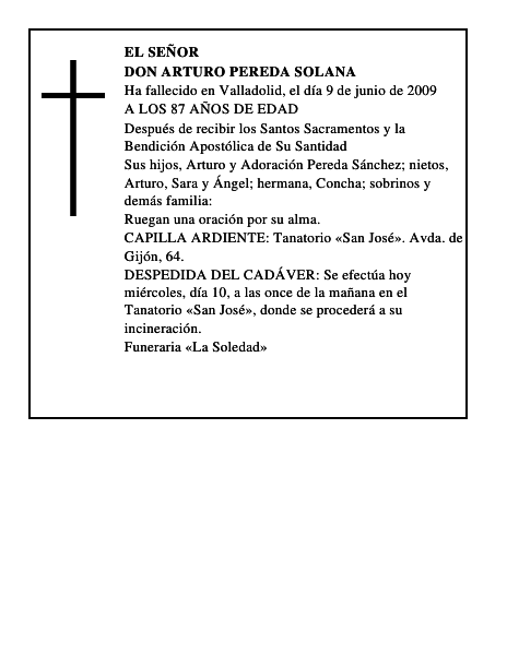 DON ARTURO PEREDA SOLANA