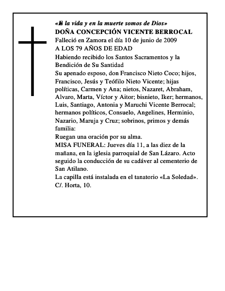 DOÑA CONCEPCIÓN VICENTE BERROCAL