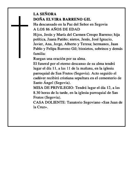 DOÑA ELVIRA BARRENO GIL
