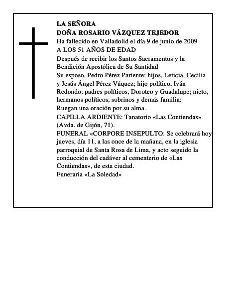 DOÑA ROSARIO VÁZQUEZ TEJEDOR
