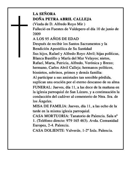 DOÑA PETRA ABRIL CALLEJA