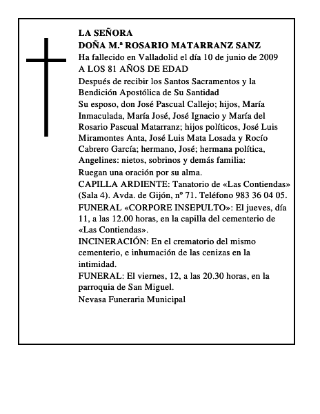 DOÑA M.ª ROSARIO MATARRANZ SANZ