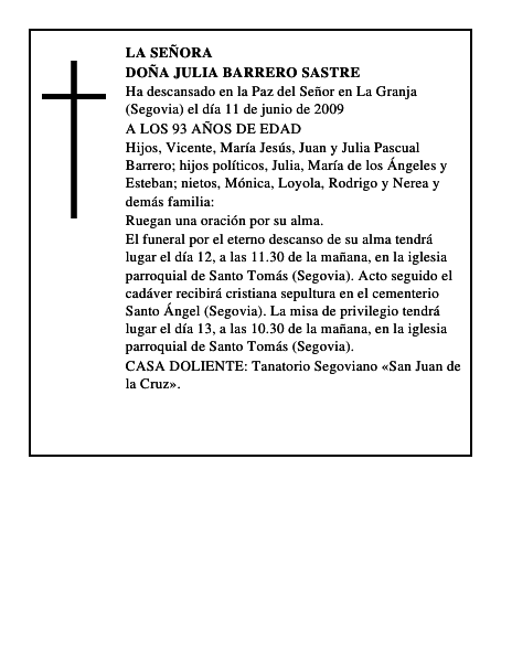 DOÑA JULIA BARRERO SASTRE