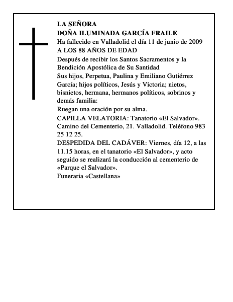DOÑA ILUMINADA GARCÍA FRAILE