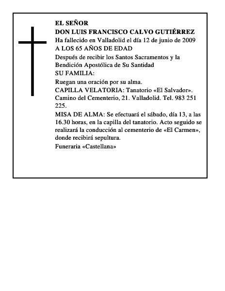 DON LUIS FRANCISCO CALVO GUTIÉRREZ