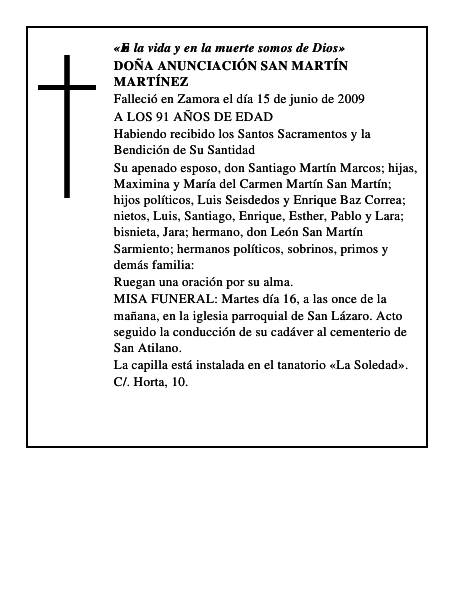 DOÑA ANUNCIACIÓN SAN MARTÍN MARTÍNEZ