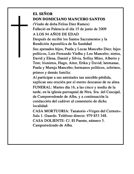 DON DOMICIANO MANCEBO SANTOS