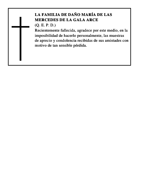 LA FAMILIA DE DAÑO MARÍA DE LAS MERCEDES DE LA GALA ARCE