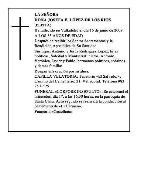 DOÑA JOSEFA E. LÓPEZ DE LOS RÍOS
