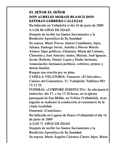 DON AURELIO MORAIS BLANCO DON ESTEBAN LEBRERO CALLEJAS