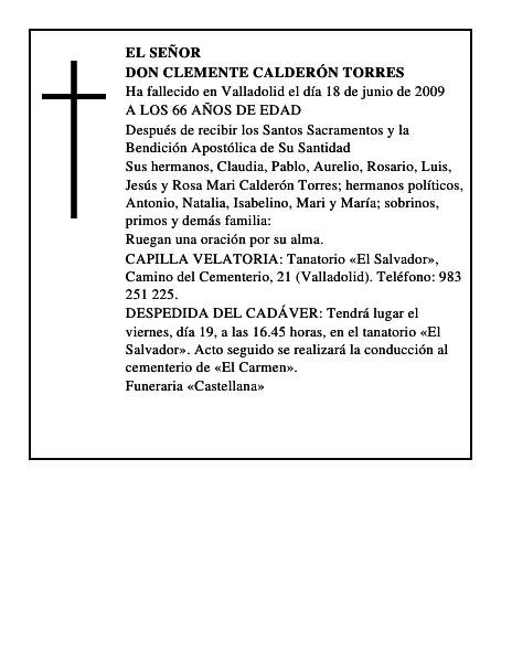 DON CLEMENTE CALDERÓN TORRES
