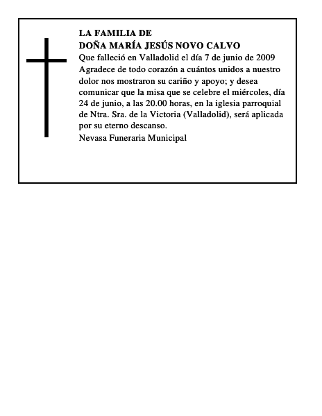 DOÑA MARÍA JESÚS NOVO CALVO