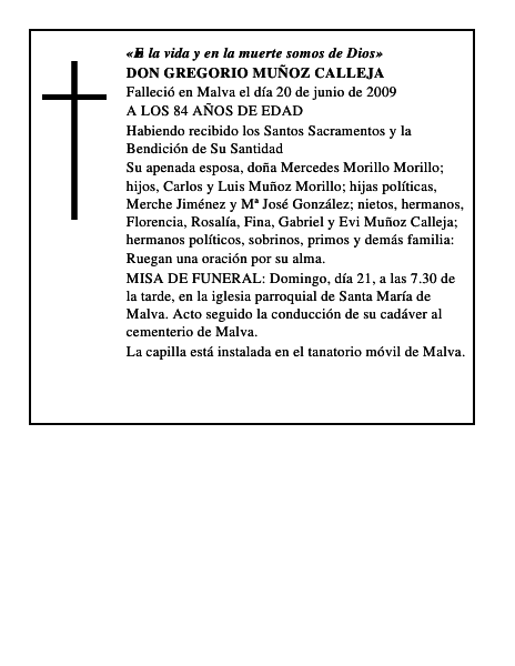 DON GREGORIO MUÑOZ CALLEJA