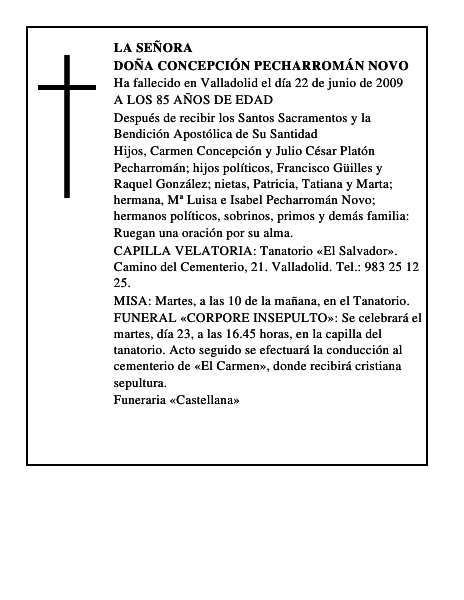 DOÑA CONCEPCIÓN PECHARROMÁN NOVO