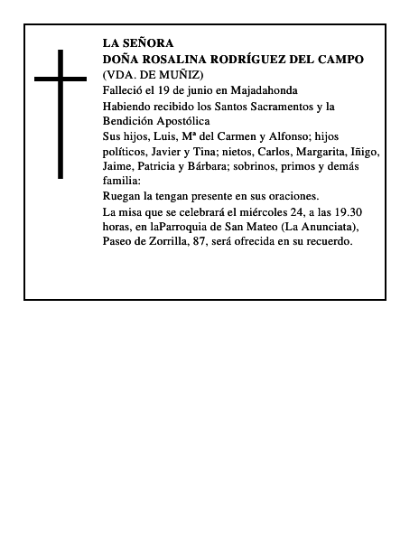 DOÑA ROSALINA RODRÍGUEZ DEL CAMPO
