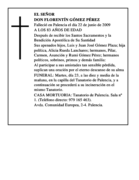 DON FLORENTÍN GÓMEZ PÉREZ