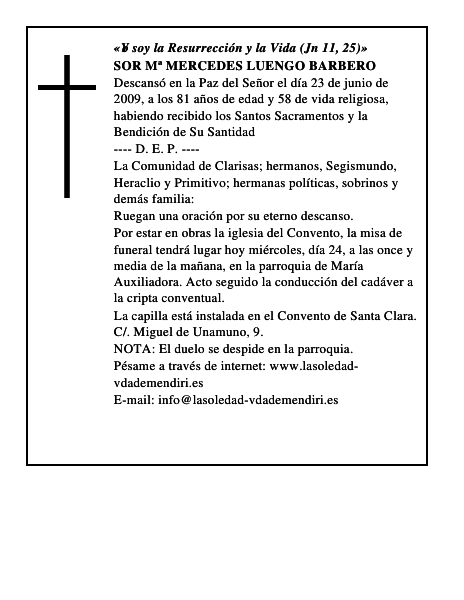SOR Mª MERCEDES LUENGO BARBERO