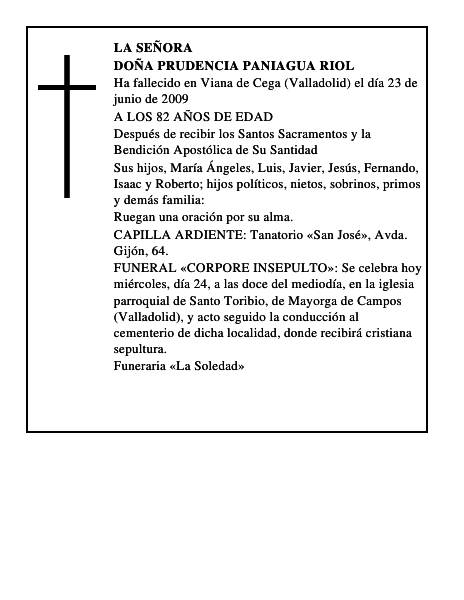 DOÑA PRUDENCIA PANIAGUA RIOL