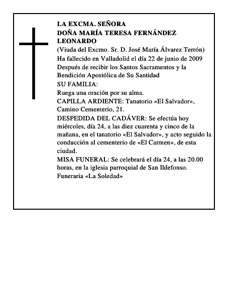 DOÑA MARÍA TERESA FERNÁNDEZ LEONARDO