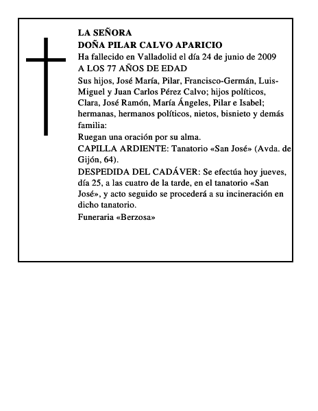 DOÑA PILAR CALVO APARICIO
