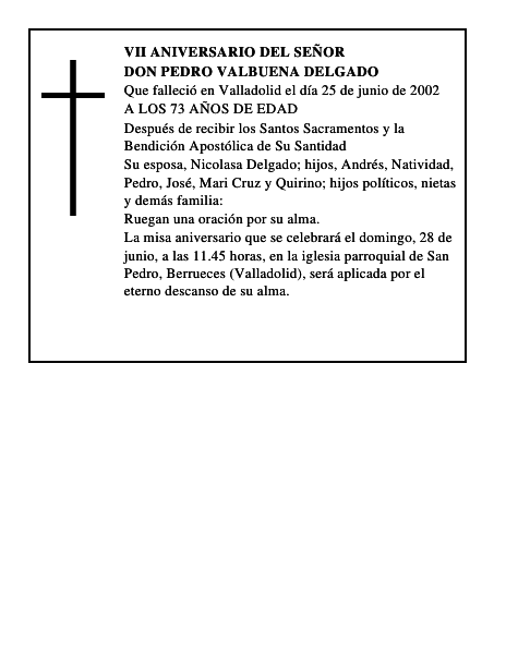DON PEDRO VALBUENA DELGADO