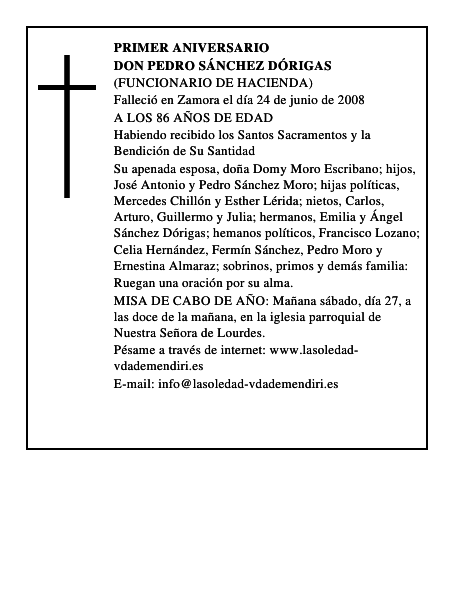 DON PEDRO SÁNCHEZ DÓRIGAS