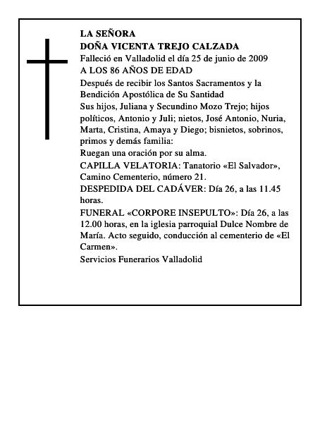 DOÑA VICENTA TREJO CALZADA