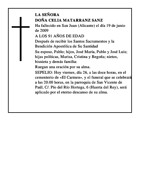 DOÑA CELIA MATARRANZ SANZ