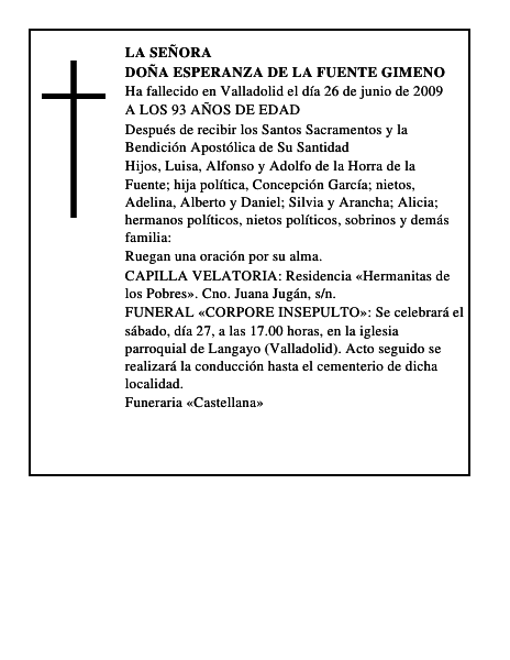 DOÑA ESPERANZA DE LA FUENTE GIMENO