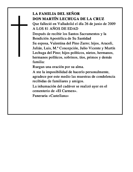 DON MARTÍN LECHUGA DE LA CRUZ