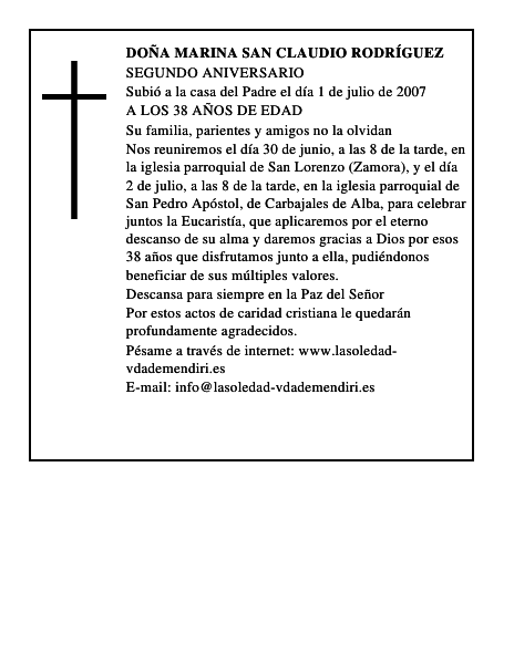 DOÑA MARINA SAN CLAUDIO RODRÍGUEZ