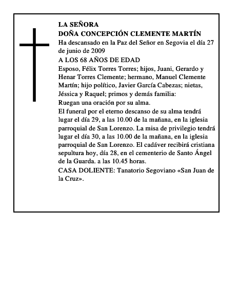 DOÑA CONCEPCIÓN CLEMENTE MARTÍN