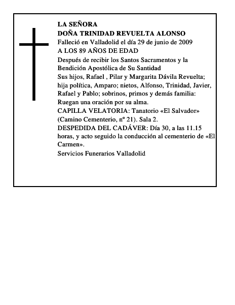 DOÑA TRINIDAD REVUELTA ALONSO