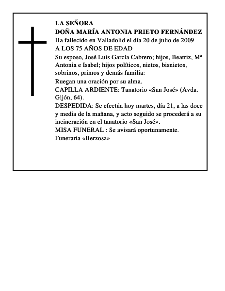 DOÑA MARÍA ANTONIA PRIETO FERNÁNDEZ