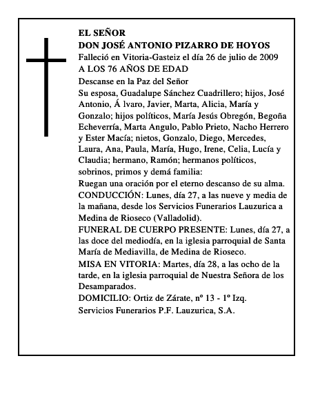 DON JOSÉ ANTONIO PIZARRO DE HOYOS