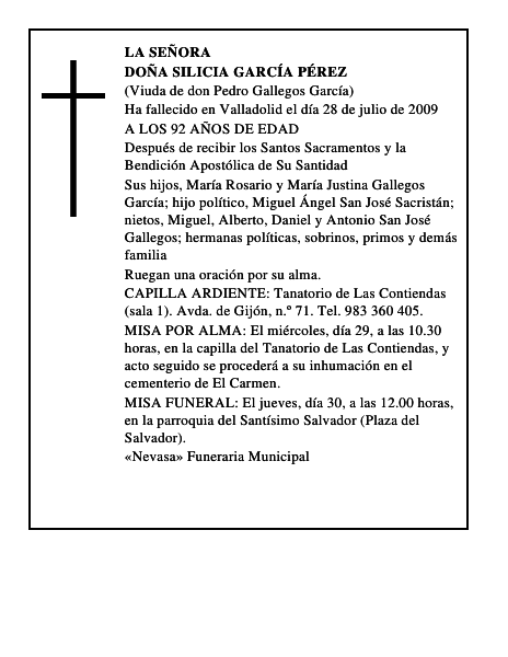 DOÑA SILICIA GARCÍA PÉREZ