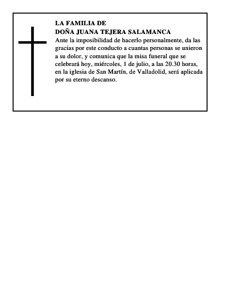 DOÑA JUANA TEJERA SALAMANCA