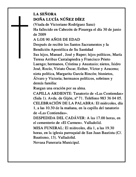 DOÑA LUCÍA NÚÑEZ DÍEZ