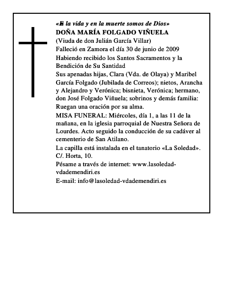 DOÑA MARÍA FOLGADO VIÑUELA
