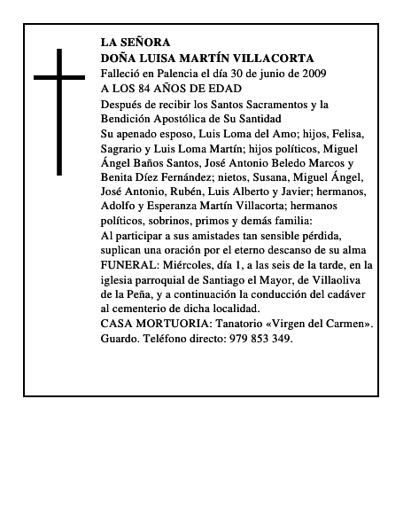 DOÑA LUISA MARTÍN VILLACORTA