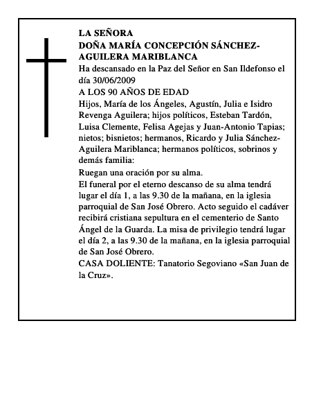 DOÑA MARÍA CONCEPCIÓN SÁNCHEZ-AGUILERA MARIBLANCA