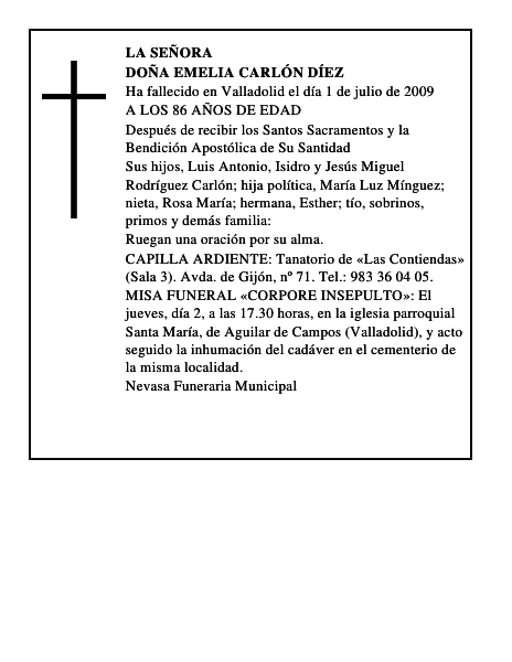 DOÑA EMELIA CARLÓN DÍEZ