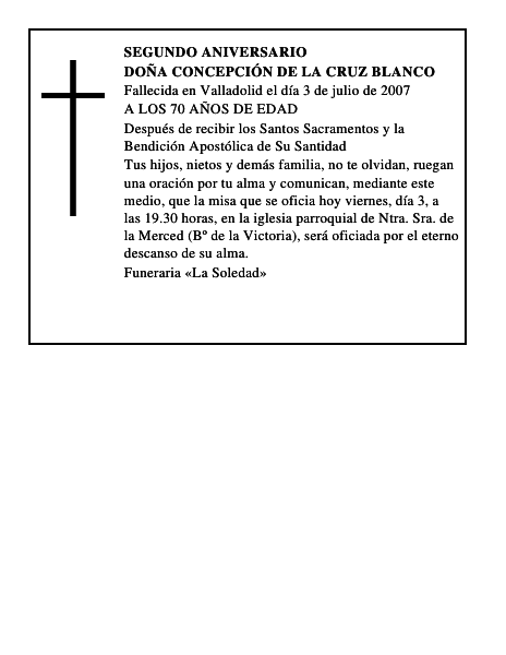 DOÑA CONCEPCIÓN DE LA CRUZ BLANCO